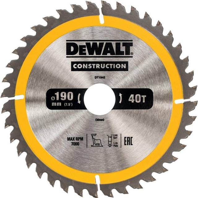 DeWalt DT1945-QZ Construction Circular Saw Blade 190 x 30mm x 40T