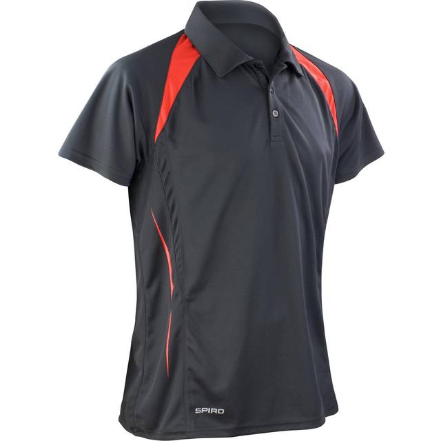 (S, Black/Red) Spiro Mens Sports Team Spirit Performance Polo Shirt