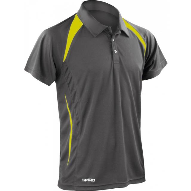 (S, Grey/Lime) Spiro Mens Sports Team Spirit Performance Polo Shirt