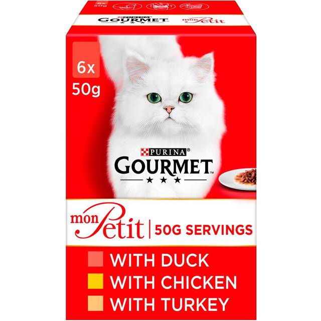 GOURMET Mon Petit Meaty Variety Duck, Chicken, Turkey Wet Cat Food 6x50g