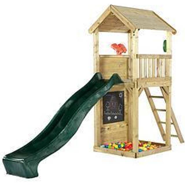 Plum Wooden Lookout Tower Play Centre With Slide, Climbing Wall And Sand Pit - One Colour
