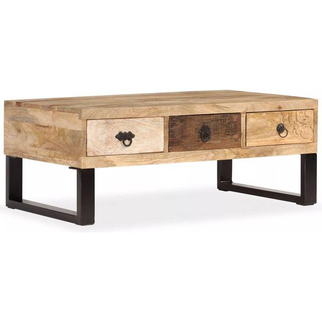 vidaXL Soffbord med 3 lådor massivt mangoträ 90x50x35 cm