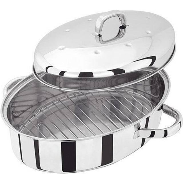 JUDGE HIGH OVAL STAINLESS STEEL SELF BASTING ROASTER. 32CM