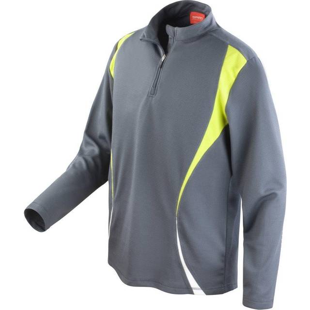 (L, Charcoal/Lime/White) Spiro Unisex Sports Trial Performance Training Top