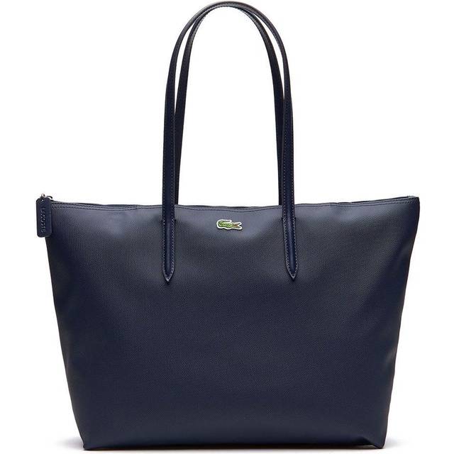 L1212 Tote Bag with Zip Fastening in Pique Canvas - Navy Blue - ONE SIZE