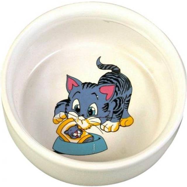 Trixie Ceramic Bowl With Cat Motif, 0.3 Litre, White - Food Water 4009 New Dish -  bowl cat ceramic food water 4009 new trixie dish