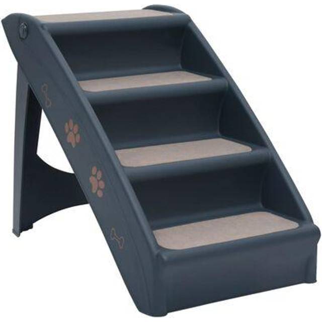 vidaXL Folding Dog Stairs Brown Non-skid Pet Furniture Puppy Step Ladder Ramp