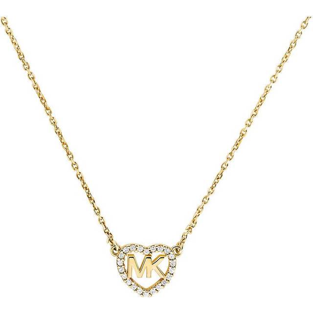 Michael Kors Love Yellow Gold Tone CZ Heart Necklace