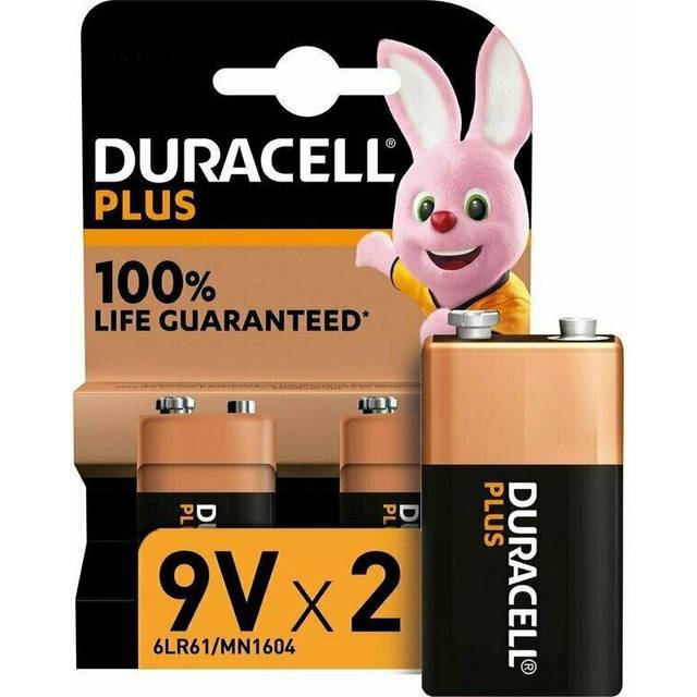 Duracell Plus MN1604B2 PP3 9V Alkaline Batteries - Pack of 2