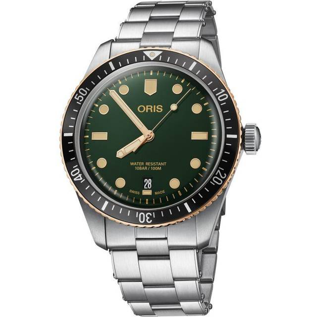 Oris Mens Diver Sixty-Five Green Dial Watch 01 733 7707 4357-07 8 20 18 - Silver