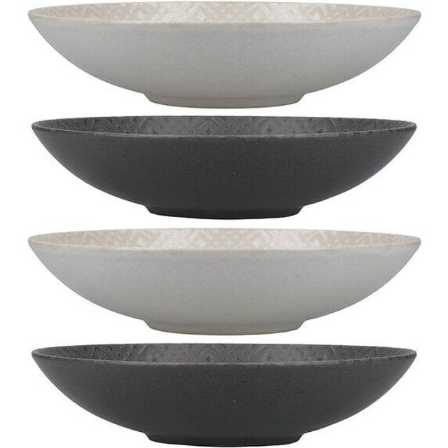 KitchenCraft Pasta Bowls Set in Gift Box,Lead-Free Glazed Stoneware,GreenWhite, - Green