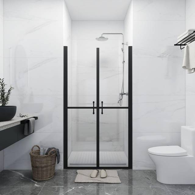 vidaXL Shower Door Clear ESG (73-76)x190 cm - black