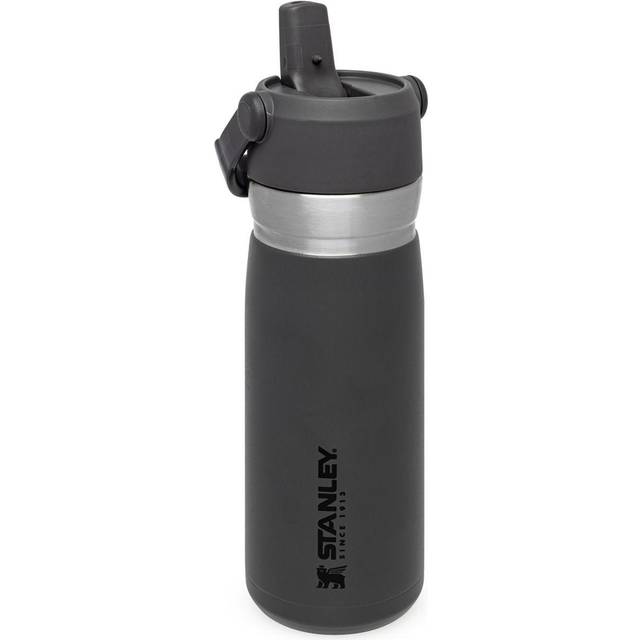 Stanley Iceflow Flip Straw Vattenflaska 0.65L Charcoal - Läckagesäker - Vattenflaska I Rostfritt Stål Med Uppfällbart Sugrör - BPA-Fri - Lätt Att Bära - Tål Maskindisk
