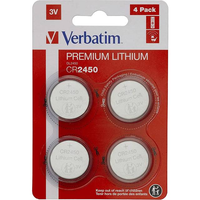 Verbatim CR2450 3V Lithium Battery (4 pack)