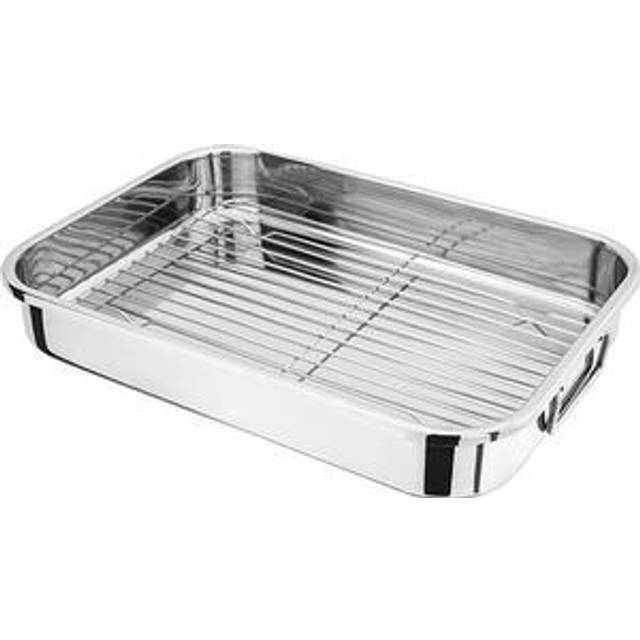 Judge Speciality Cookware, 42 x 30 x 6.5cm Roasting Pan with Rack, Silver
