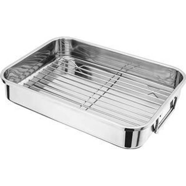 Judge Speciality Cookware, 32 x 24 x 6cm Roasting Pan with Rack - Silver