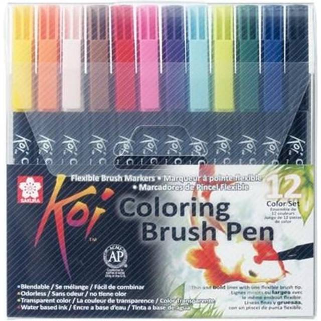 Sakura Koi - Japanese Style Manga Brush Pens - Plastic Wallet - 12 Colours