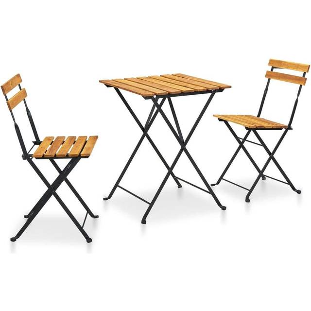 vidaXL 3 Piece Folding Bistro Set Solid Acacia Wood - Brown