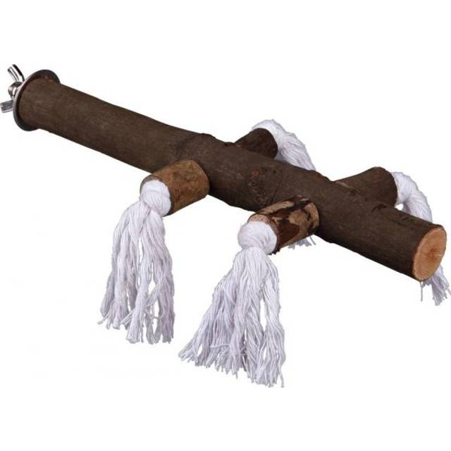 Trixie Natural Perch With Play Rope - Length 25cm, Diameter approx. 25mm