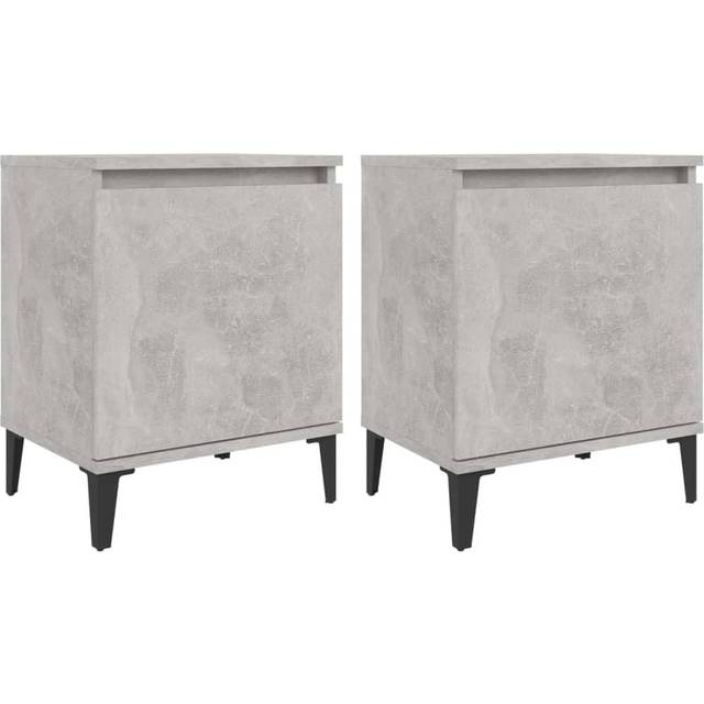 Vidaxl Bed Cabinets With Metal Legs White 40X30X50 Cm - One Size