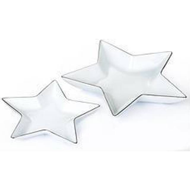 SET OF 2 PLATINUM RIM STAR SERVING PLATES