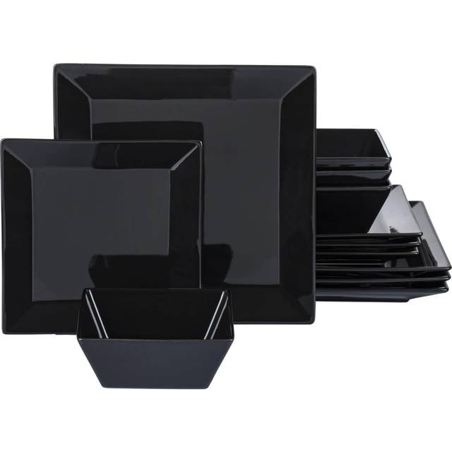 The Waterside 12-Piece Soho Square Dinner Set - Black
