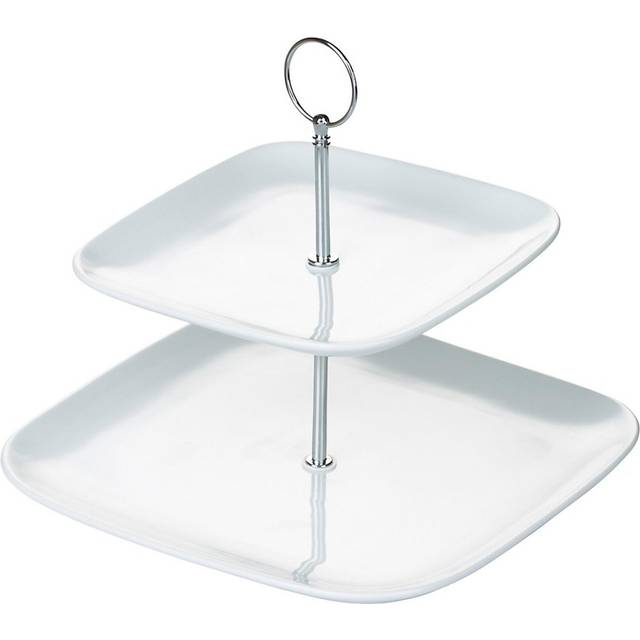 Waterside Two Tier Square Cake Stand - White - 39 x 34 x 35cm