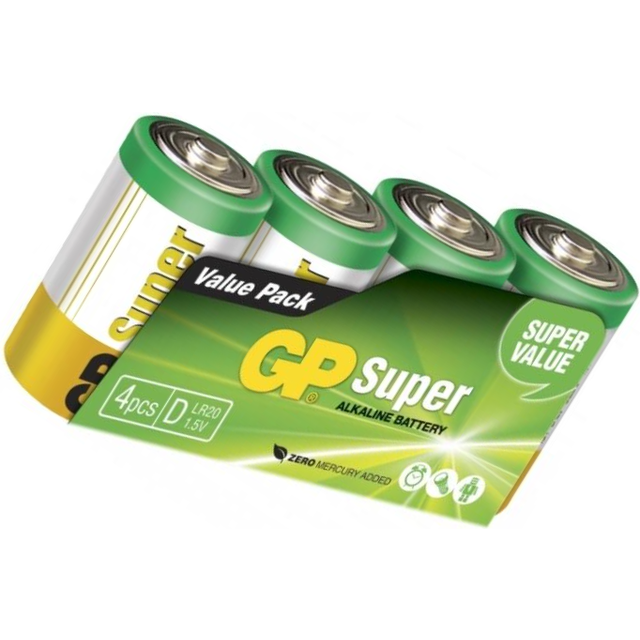 GP GP13A Super G-Tech D 1.5V Alkaline Batteries (Pack of 4)