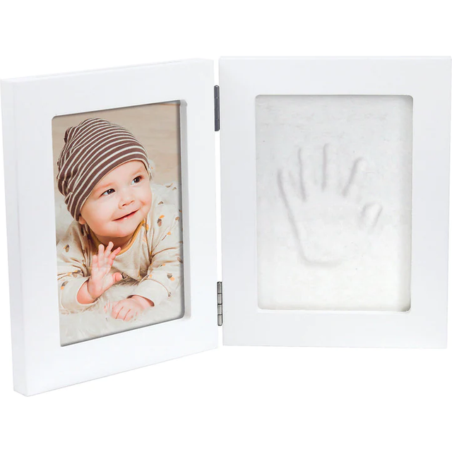 Happy Hands Double Frame Small uppsättning för fot/handavtryck White 10 cm x 15 cm + 13 cm x 17 cm 1 st.