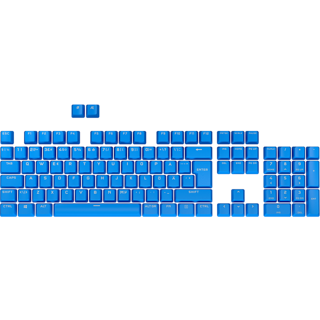 Corsair PBT DOUBLE-SHOT PRO Keycap Mod Kit (Standardbottenrad, Texturerad Yta, 1,5 mm tjocka double-shot-lager, Dämpande O-ringar) Blå
