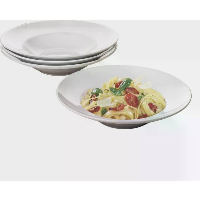 4 Piece Large White Pasta Bowls