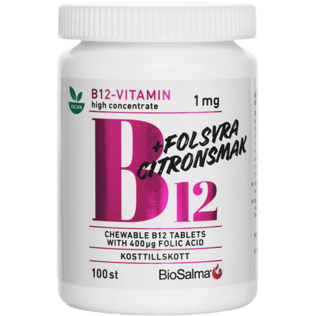 BioSalma B12-vitamin 1mg + folsyra, 100 st