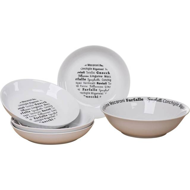 The Waterside 5 Piece Italian Black Script Pasta Set - White