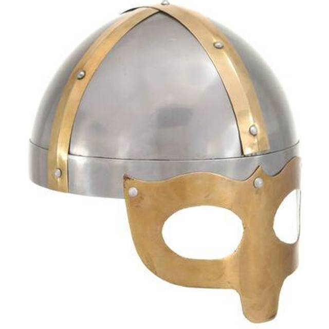 vidaXL Viking Helmet Antique Replica LARP Silver Steel Armour Warrior Weapon