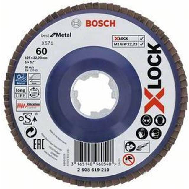 Bosch X Lock Zirconium Abrasive Straight Flap Disc 125mm 60g Pack of 1