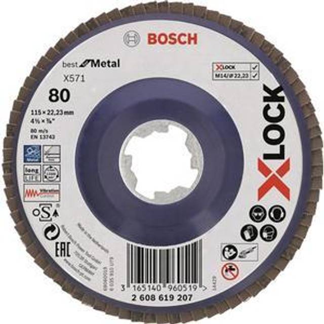 Bosch X Lock Zirconium Abrasive Straight Flap Disc 115mm 80g Pack of 1