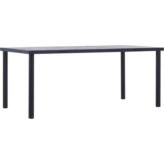vidaXL Dining Table Black and Concrete Grey 180x90x75 cm MDF