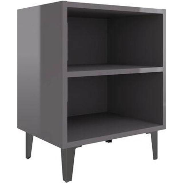 vidaXL Bed Cabinet with Metal Legs White 40x30x50 cm