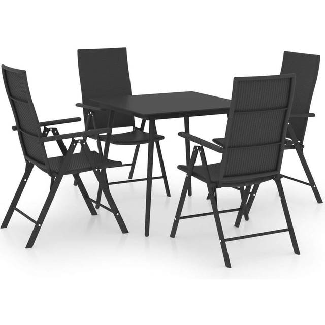 vidaXL 5 Piece Garden Dining Set Black