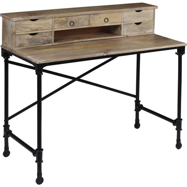 vidaXL Solid Mango Wood and Steel Writing Desk 110x50x96cm Computer Table