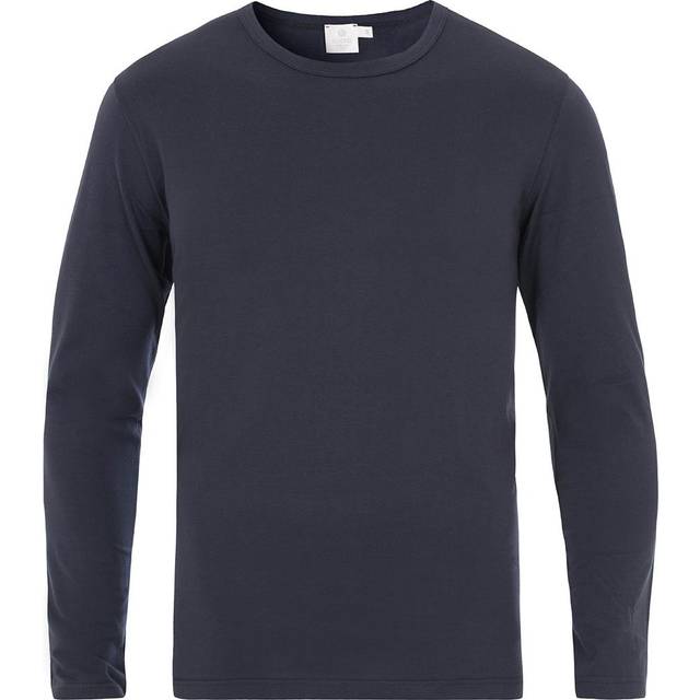 Sunspel Long Sleeve Crew Neck Cotton Tee Navy