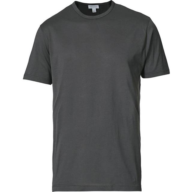 Sunspel Crew Neck Q82 Cotton T-Shirt Charcoal
