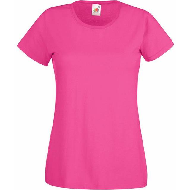 (X Large, Hot Pink) Womens/Ladies Value Fitted Short Sleeve Casual T-Shirt