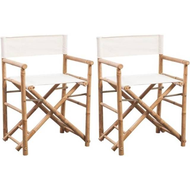 vidaXL Folding Director's Chairs 2 pcs Dark Grey Bamboo and Fabric