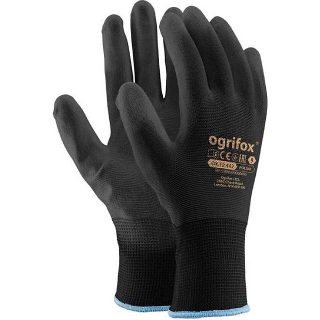24 pairs of PU black coated nylon work gloves, garden, builders, mechanic - Black -