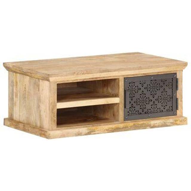 vidaXL Coffee Table with Door 90x50x35 cm Solid Mango Wood - Black