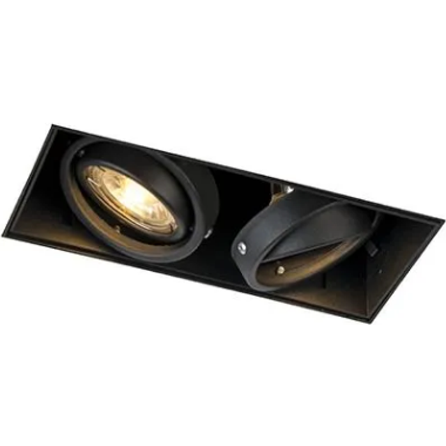 Recessed Spotlight Black GU10 Swivel and Tiltable Trimless 2-Light - Oneon