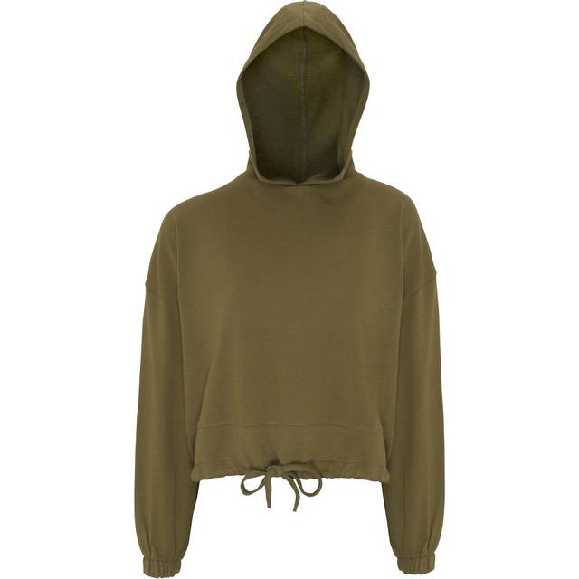 TriDri Womens Cropped Oversize Hoodie - Olive Green - xs