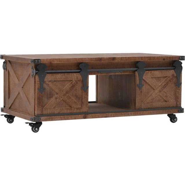 Soffbord massivt granträ 91x51x38 cm brun