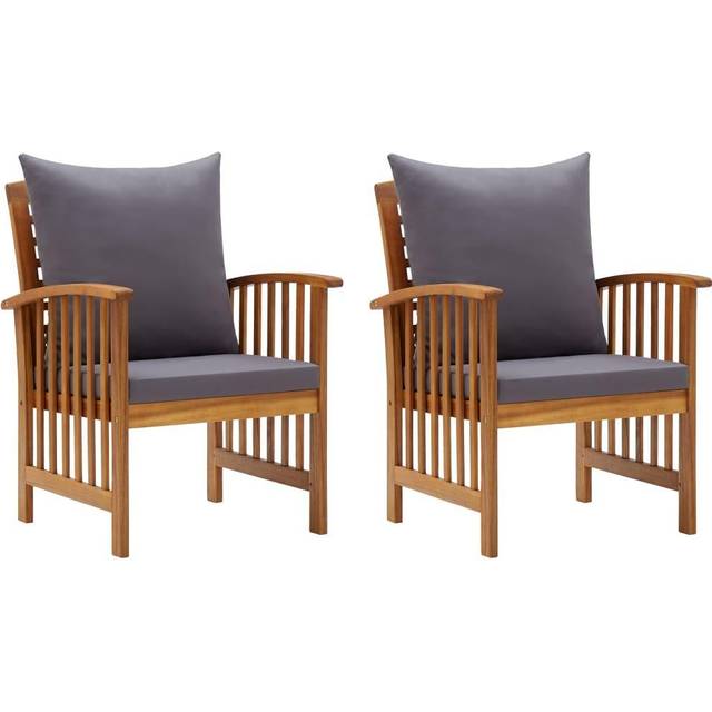 vidaXL Garden Chairs 2 pcs Solid Acacia Wood - Brown